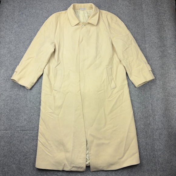 Villa Monti Coat Mens XL 46 Cream Italian Wool Cashmere Long Overcoat Academia